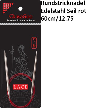 ChiaoGoo Rundstrickndl. Edelstahl Seil rot 60cm/12.75