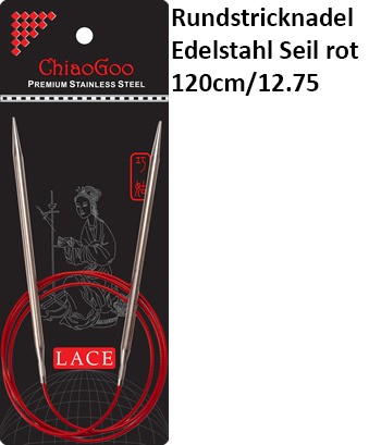 ChiaoGoo Rundstrickndl. Edelstahl Seil rot 120cm/12.75