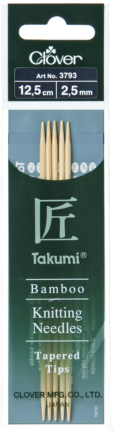 CLOVER Strumpfstrickndl Bambus Takumi 12.5cm/2.50mm