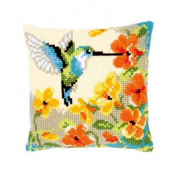 VER Kreuzstichkissenpackung Kolibri m. Blumen
