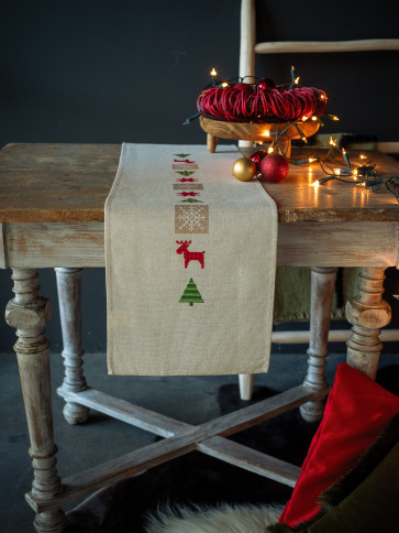 VER Bedruckter Läuferpackung Karierte Weihnachtsbäume