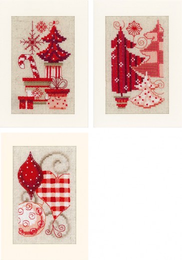 VER Grußkartenpackung Weihnachtlich in Rot 3er Set