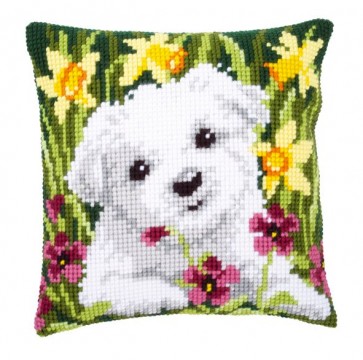 VER Kreuzstichkissenpackung Westie mit Osterglocken