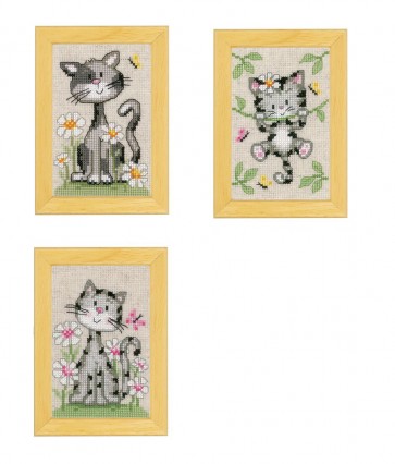 VER Miniaturenpackung Katzen mit Blumen 3er Set