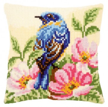VER Kreuzstichkissenpackung Vogel auf wilder Rose