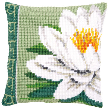 VER Kreuzstichkissenpackung Weiße Lotus Blume
