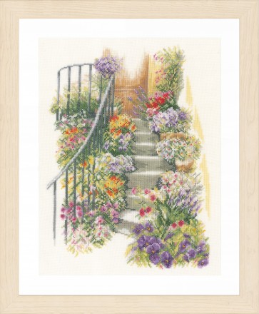 LAN. Zählmusterpackung Treppe mit Blumen 27x37cm