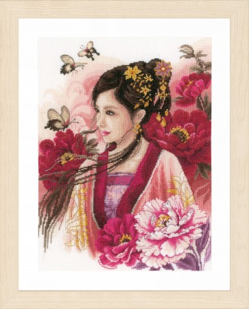 LAN. Zählmusterpackung Asiatische Frau in Pink 30x41cm