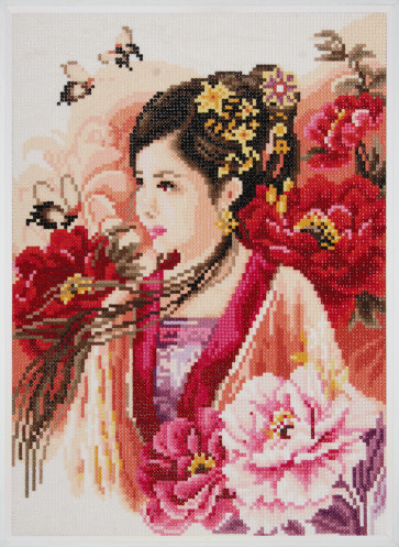 LAN Diamond Painting Packung Asiatische Frau in Pink