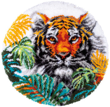 VER Knüpfformteppichpackung Tiger im Dschungelblättern