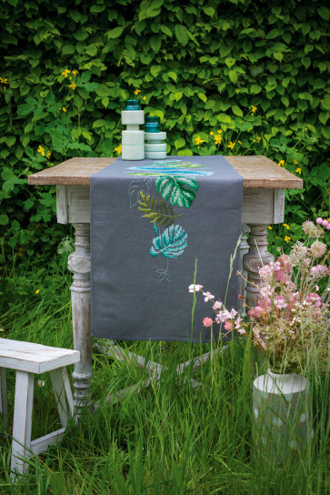VER Bedruckter Läuferpackung botanische Blätter