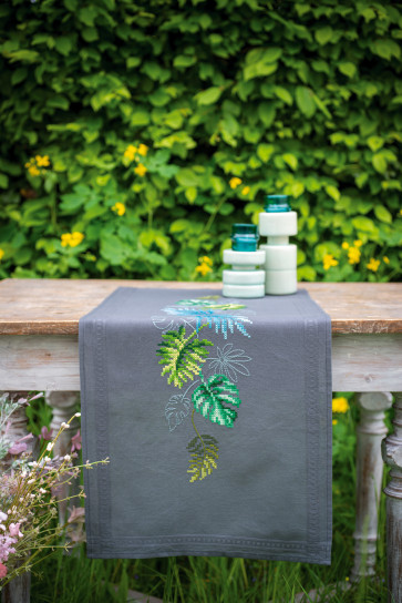 VER Bedruckter Läuferpackung botanische Blätter