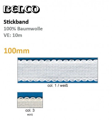 Stickband (Aidabd.) Wellenrand; 100%Bw.