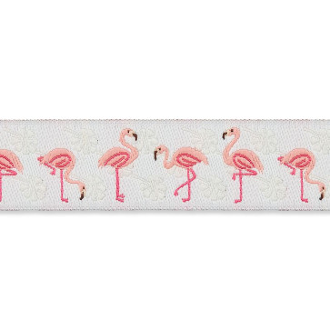 Union Knopf Jacquardborte Flamingos 16mm - 15m
