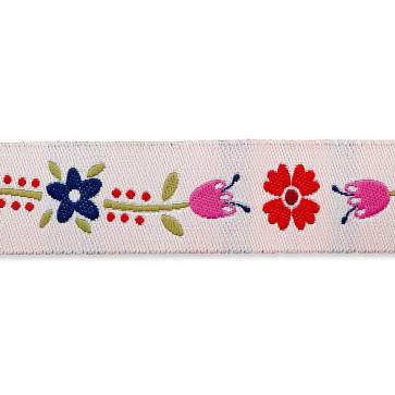 Union Knopf Jacquardborte Blumen 15mm -  15m