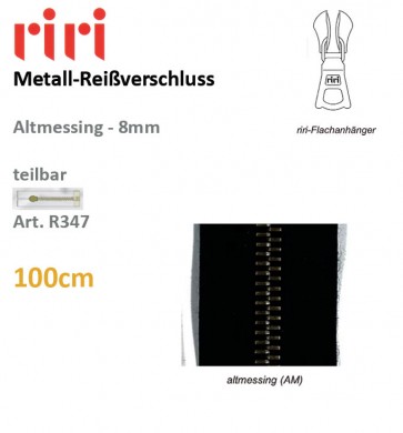 Reißv.RIRI Metall 8 altmessing sep#