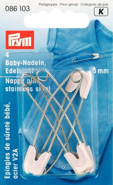 Prym Baby-Sicherheitsnadeln VA/KST Kap 55 mm weiß