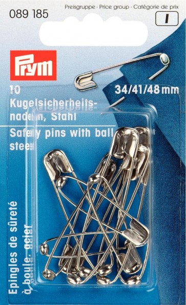 Prym Kugel-Sicherheitsnadeln ST 34/41/48 mm silberfarbig