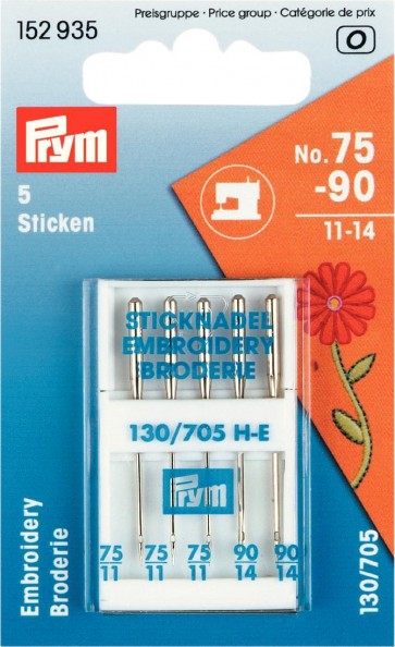 Prym Nähmaschinennadeln 130/705 Sticken 75+90