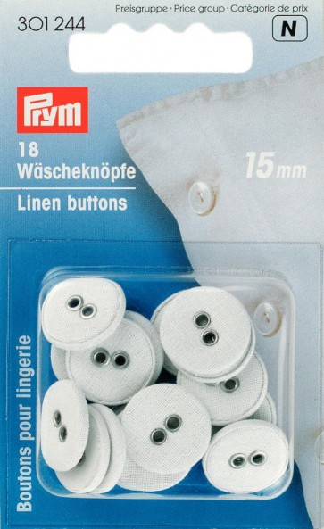 Prym Wäscheknöpfe Leinen 24'' 15 mm weiß