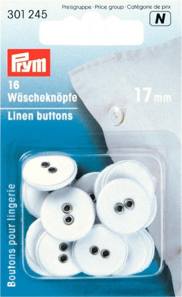Prym Wäscheknöpfe Leinen 26'' 17 mm weiß