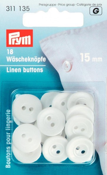 Prym Wäscheknöpfe Kunststoff 24'' 15 mm weiß