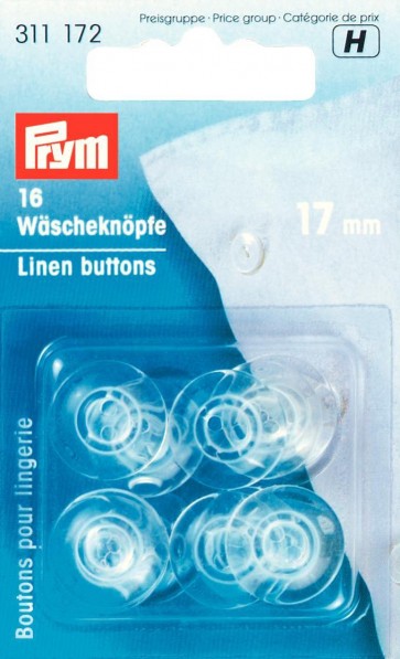 Prym Wäscheknöpfe Kunststoff 26'' 17 mm transparent