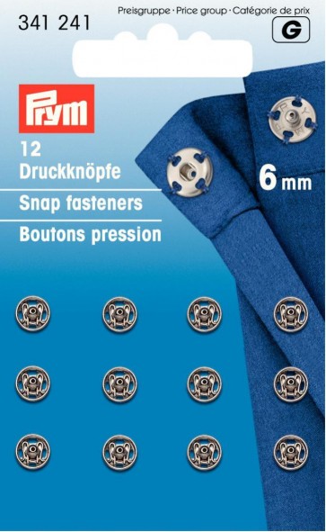 Prym Annäh-Druckknöpfe MS 6 mm silberfarbig