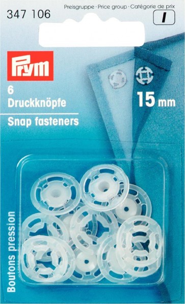 Prym Annäh-Druckknöpfe KST 15 mm transparent