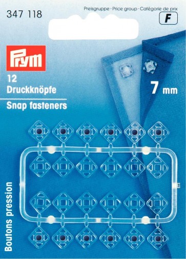 Prym Annäh-Druckknöpfe quadratisch KST 7 mm transparent