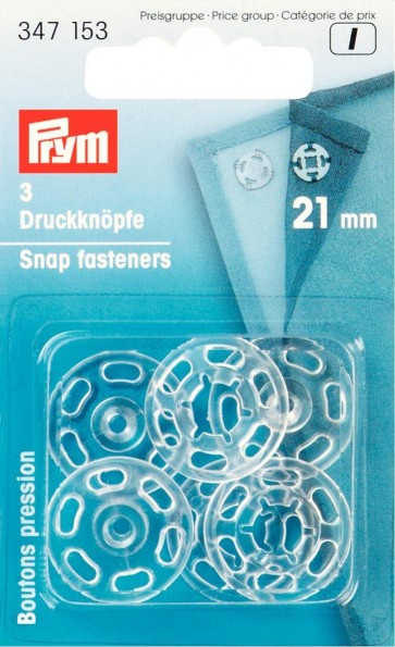 Prym Annäh-Druckknöpfe KST 21 mm transparent