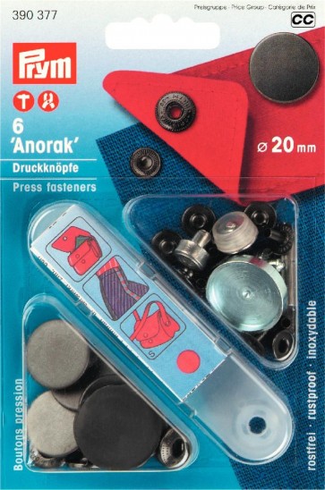 Prym NF-Druckknopf Anorak flach MS 20 mm brüniert