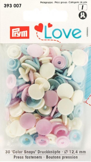 Prym Love Druckknopf Color KST 12,4 mm rosa/hellblau/perle