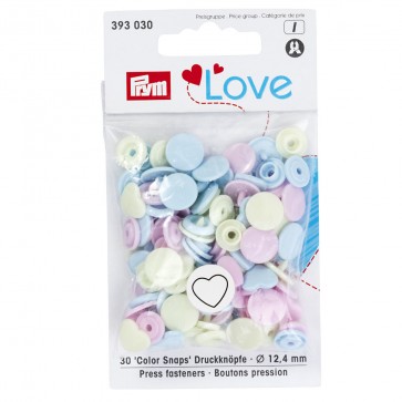 Prym Love Druckknopf Color Herz 12,4 mm rosa/grün/hellblau