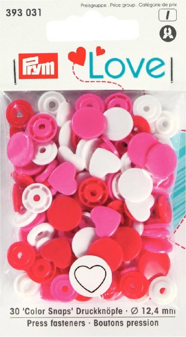 Prym Love Druckknopf Color Herz 12,4 mm rot/weiß/pink