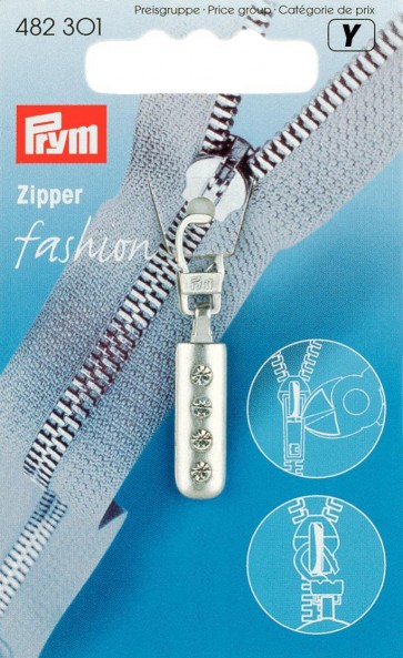 Prym Fashion-Zipper Strass silberfarbig matt