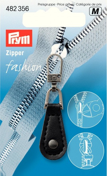 Prym Fashion-Zipper Lederimitat rund schwarz