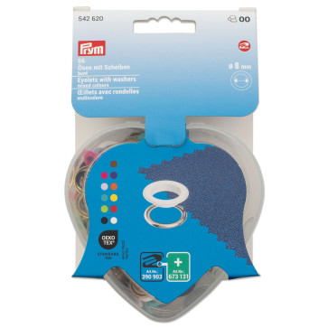 Prym Ösen mit Scheiben, bunt, in Herzbox, 8 mm #