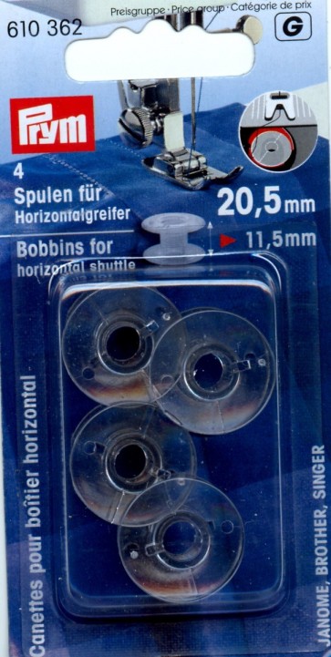 Prym Nähmaschinenspulen KST Horizontalgreifer 20,5 mm