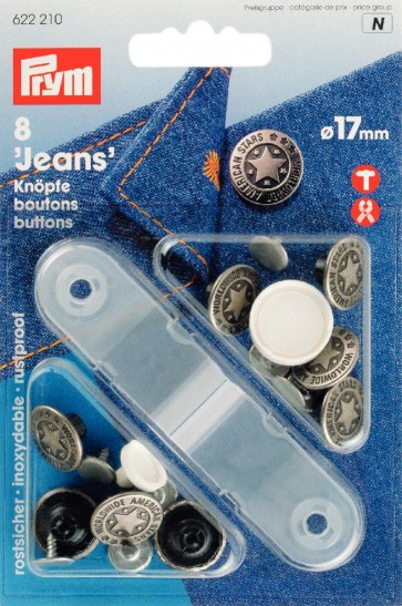 Prym NF-Jeans-Knöpfe American Star MS 17 mm altsilber
