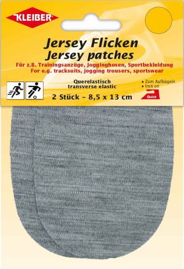 KLEIBER Jersey Flicken  2x8,5x13cm/hellgraumeliert