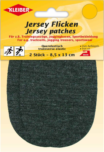 KLEIBER Jersey Flicken  2x8,5x13cm/dunkelgraumeliert