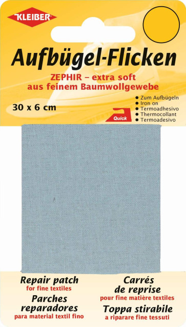 KLEIBER Zephir-Aufbügel-Flicken 30cmx6cm/hellgrau