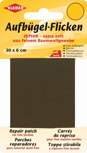 KLEIBER Zephir-Aufbügel-Flicken 30cmx6cm/dunkelbraun