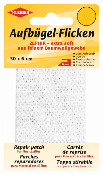 KLEIBER Zephir-Aufbügel-Flicken 30cmx6cm/weiß