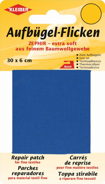 KLEIBER Zephir-Aufbügel-Flicken 30cmx6cm/mittelblau