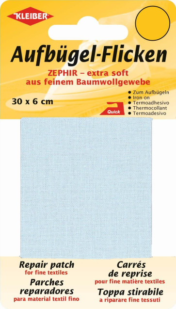 KLEIBER Zephir-Aufbügel-Flicken 30cmx6cm/hellblau