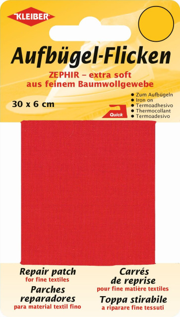 KLEIBER Zephir-Aufbügel-Flicken 30cmx6cm/rot