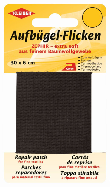 KLEIBER Zephir-Aufbügel-Flicken 30cmx6cm/schwarz