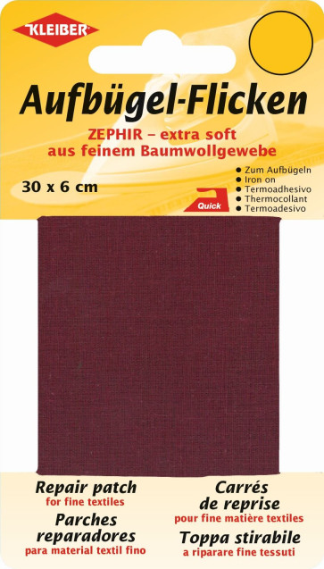 KLEIBER Zephir-Aufbügel-Flicken 30cmx6cm/weinrot